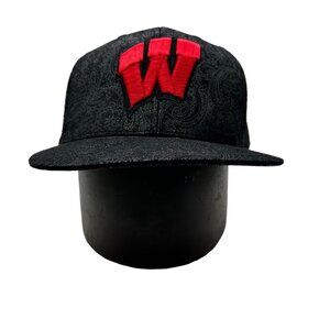 Wisconsin Badgers Big Ten Snapback Hat Cap Black Red Top World‎ Adjustable